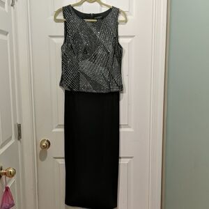 Social Circles maxi  black silver glittery dress S